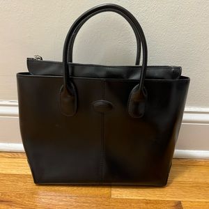 Tods Black Italian Leather Handle Bag